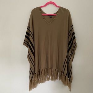 Camel and black poncho